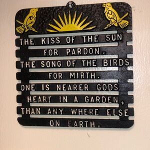 Decorative vintage USA cast iton , painted Bird Plaque with Yellow Accents